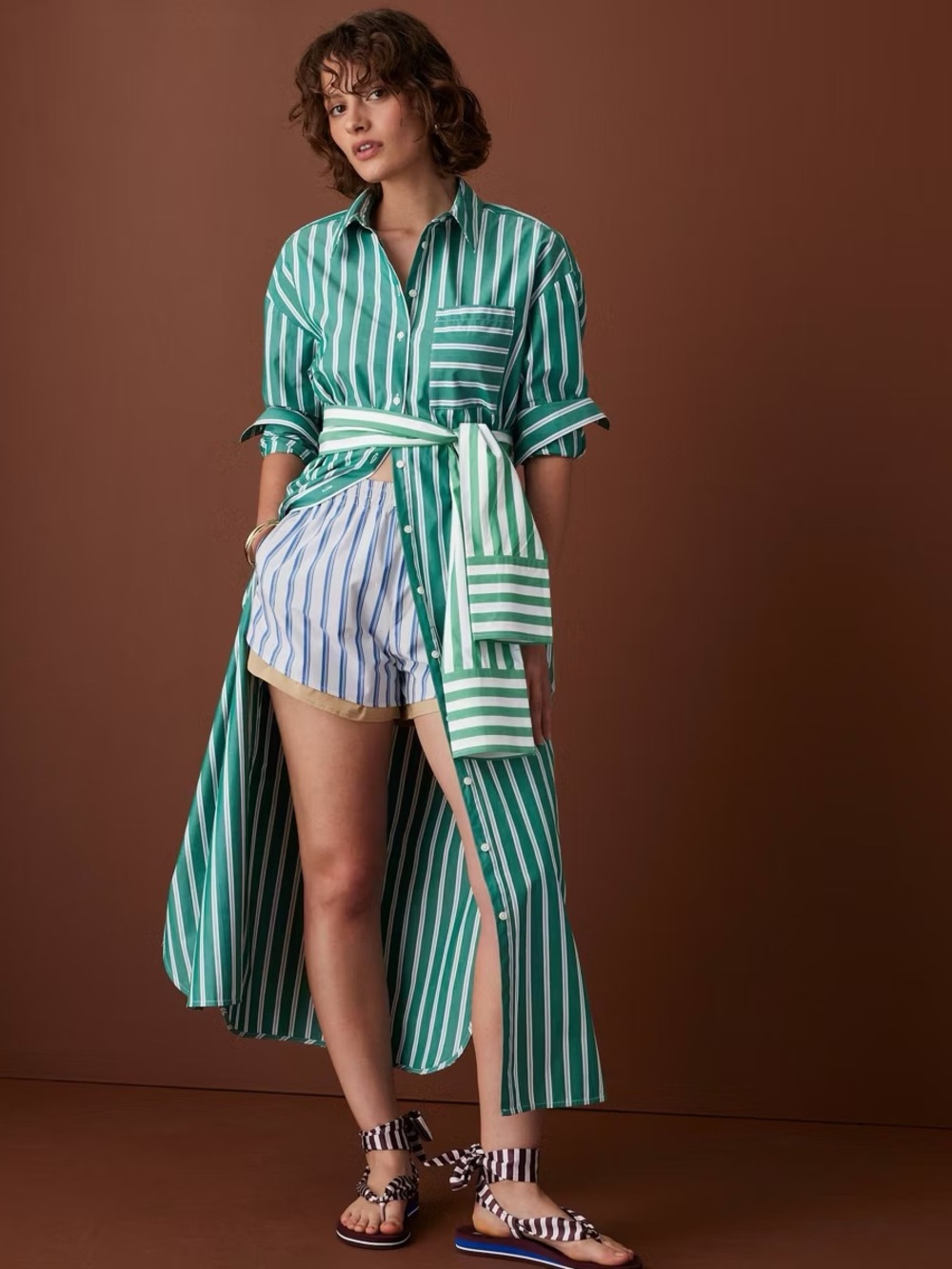 💚🎯 NWT! ROSIE ASSOULIN x TARGET Tie-Waist Striped Poplin Maxi Shirt Dress -Sz XL